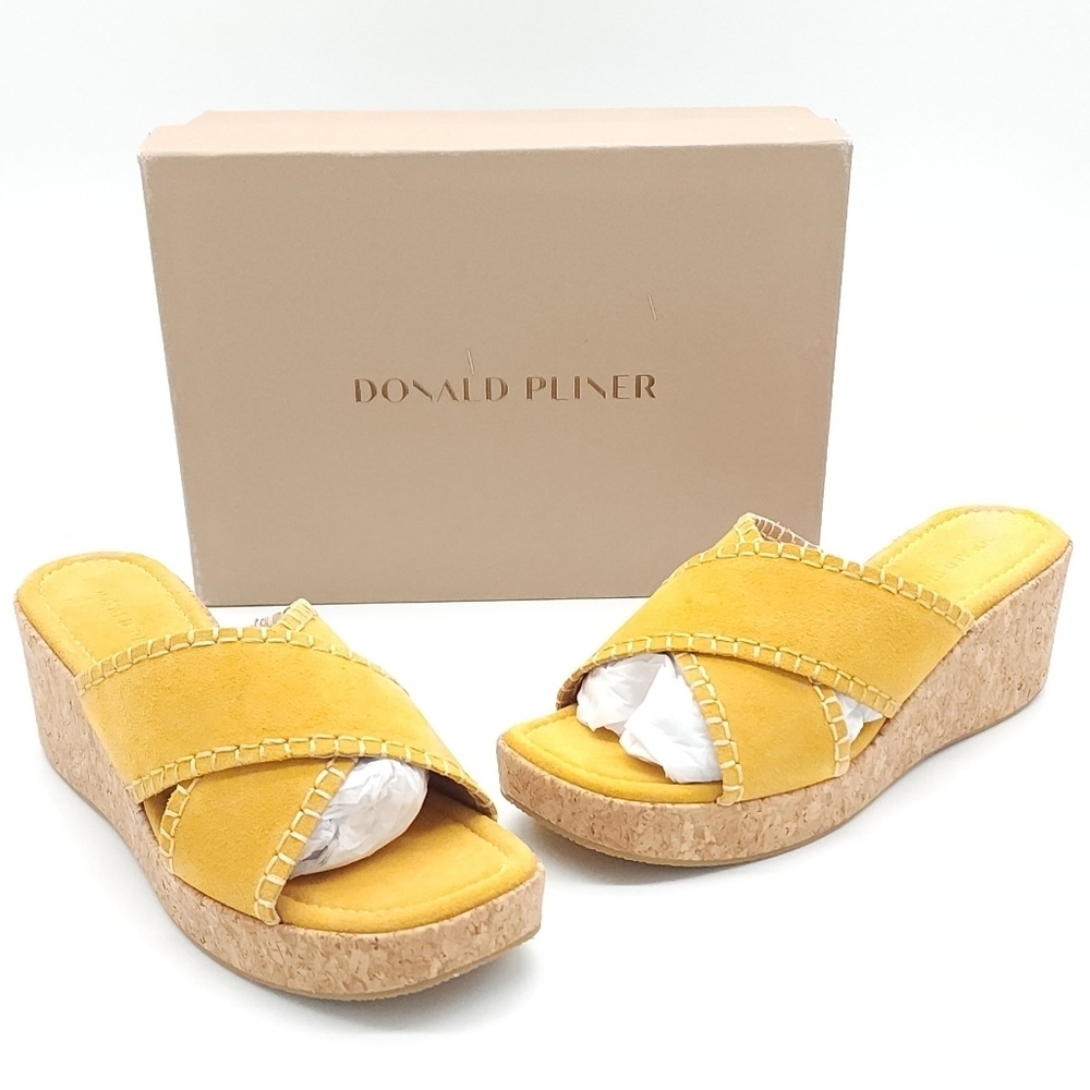 Donald Pliner Jocelyn Sungold Wedge Suede Sandal Women's Size 11 M